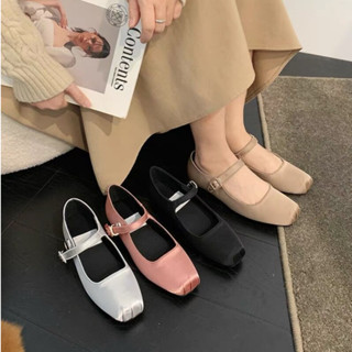 Giày Búp Bê mary jane 2023 Đế Phẳng Quai Vải satin Màu Hồng Ngọt Ngào Phong Cách Mới Cho Nữ