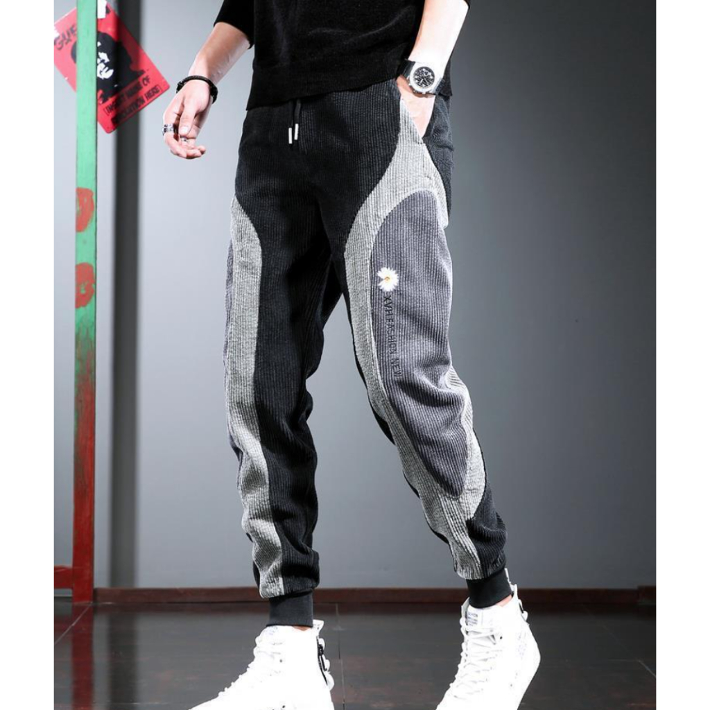 Quần Dài Dáng Rộng Vải Nhung Phong Cách Hồng Kông Cá Tính Cho Nam