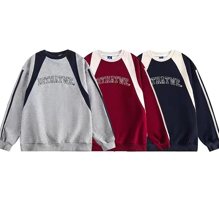 Áo Nỉ Dài Tay Thêu Chữ Phong Cách retro Mỹ Mới Cho Nam Nữ