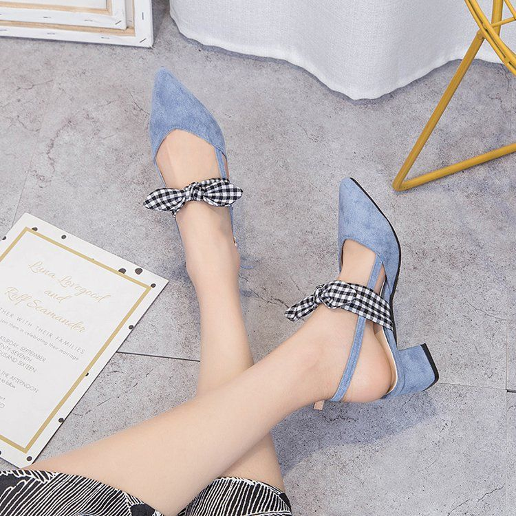 YAOLI  Giày Cao Gót Mũi Nhọn Đính Nơ Thời Trang Cho Nữ