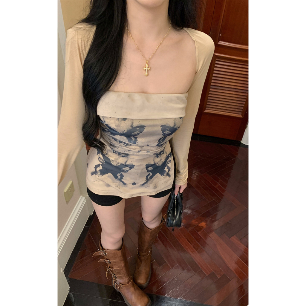 Mới Áo Sơ Mi Dài Tay Chống Nắng In Họa Tiết Bướm Phong Cách Pháp Thanh Lịch Dành Cho Nữ