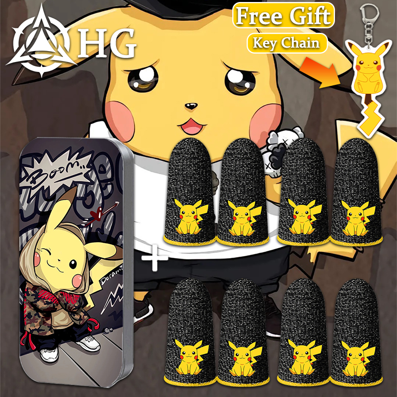 Găng Tay Chống Mồ Hôi Hình Pikachu Cho Điện Thoại Chơi Game PUBG