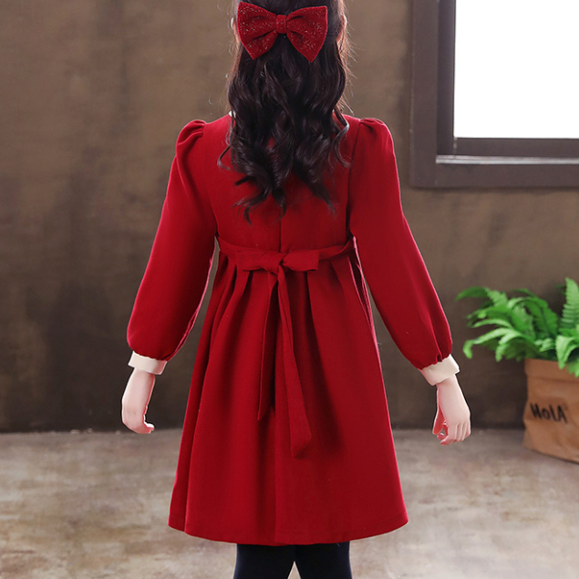 Đầm Tay Dài Thời Trang Xuân Thu Xinh Xắn Cho Bé Gái 3-14 Tuổi