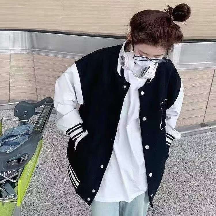 Áo Khoác Bóng Chày Tay Dài Dáng Rộng Phong Cách Hàn Quốc Thời Trang Xuân Thu Dành Cho Nữ