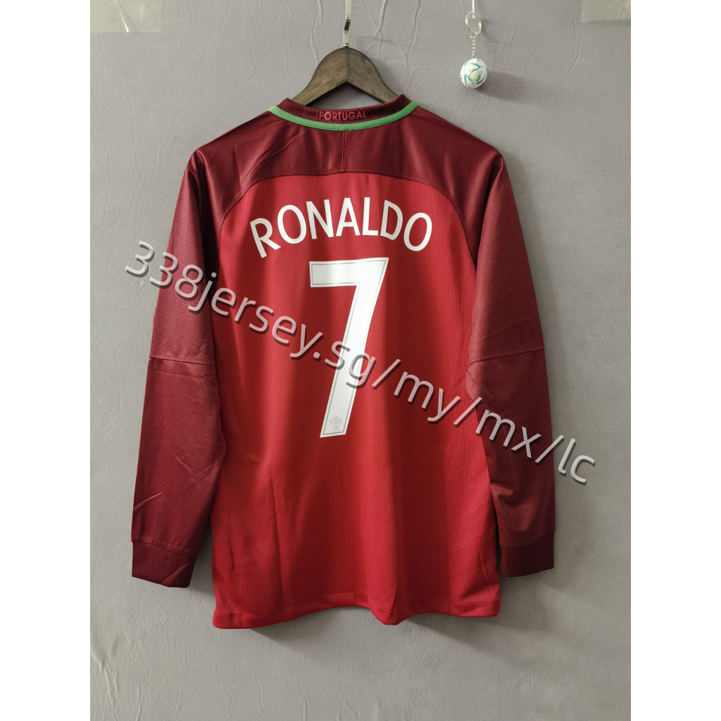 Áo sơ mi bóng đá cổ điển dài tay RONALDO 2016 Bồ Đào Nha S-2XL