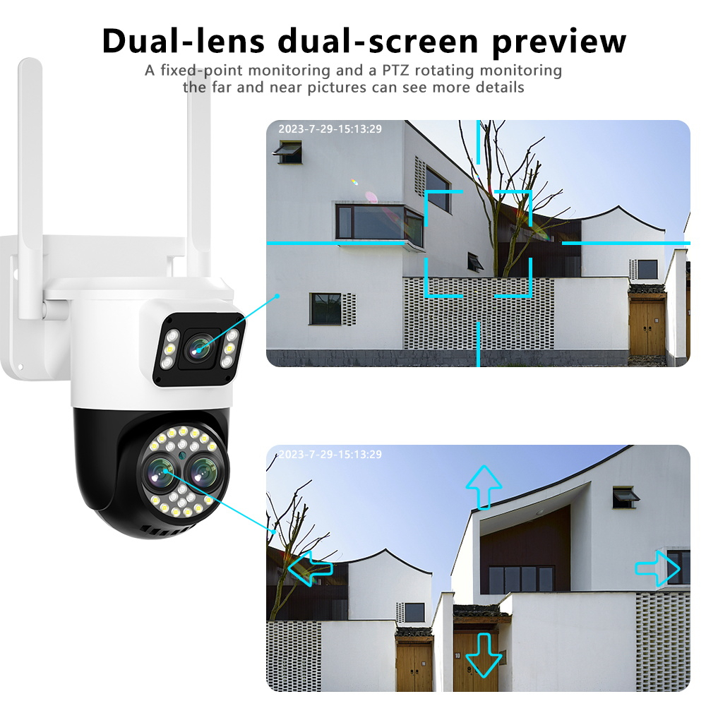 AIOOK Outdoor Security Camera 24MP HD WIFI Camera 8K 10X Optical Zoom Colors Night Vision IP66 Waterproof Two Way Dialogue YOOSEE Camera IP Camera CCTV Screen