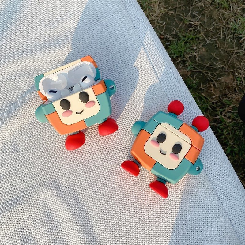 Vỏ Bảo Vệ Hộp Sạc Tai Nghe airpods 1 2 3 pro Bằng Silicon Mềm Hình robot Hoạt Hình Dễ Thương
