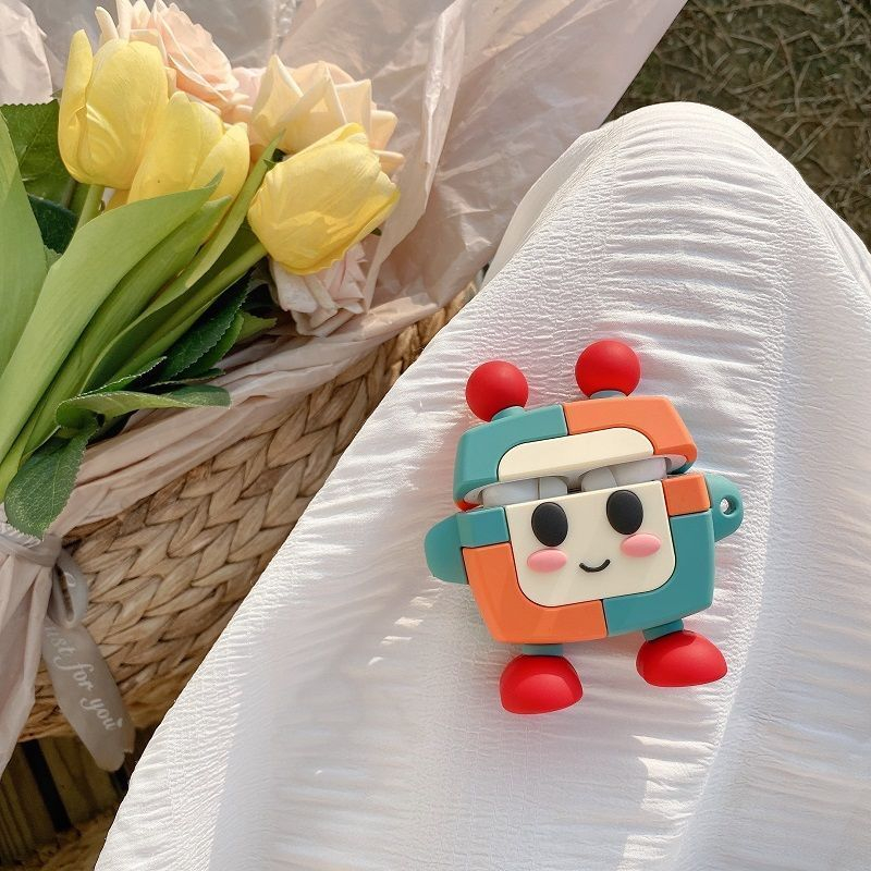 Vỏ Bảo Vệ Hộp Sạc Tai Nghe airpods 1 2 3 pro Bằng Silicon Mềm Hình robot Hoạt Hình Dễ Thương