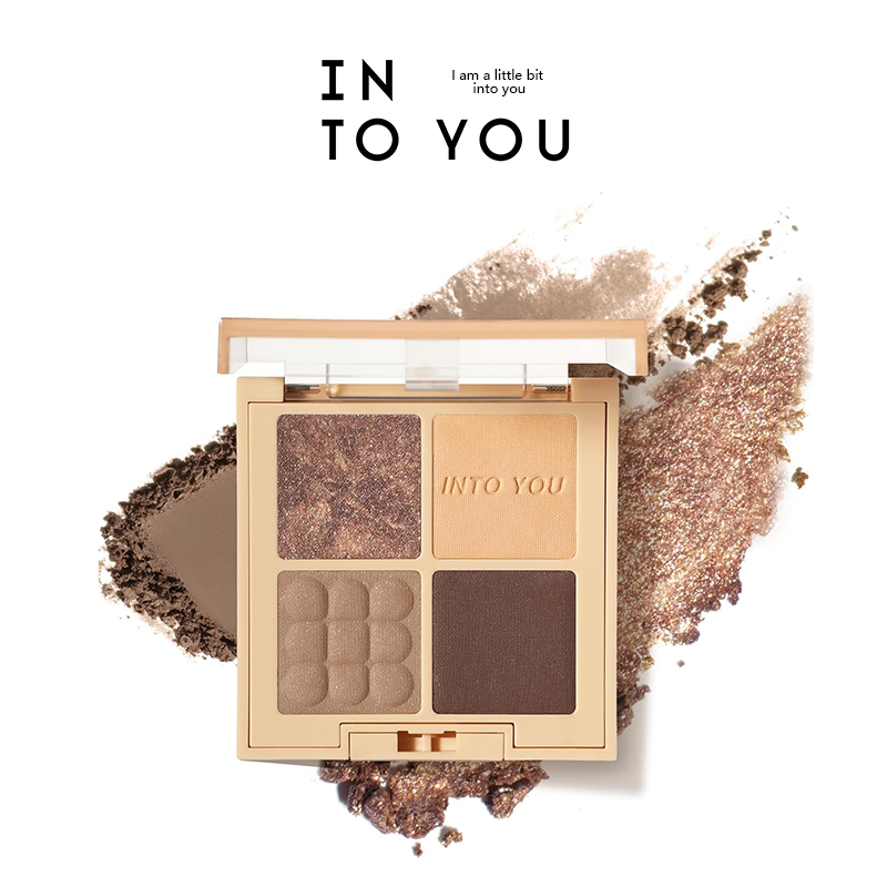 INTO YOU Bảng Phấn Mắt Bốn Màu Tông Màu Đất Bền Màu Lâu Trôi Độ Bám Dính Cao Phù Hợp Cho Người Mới Trang Điểm