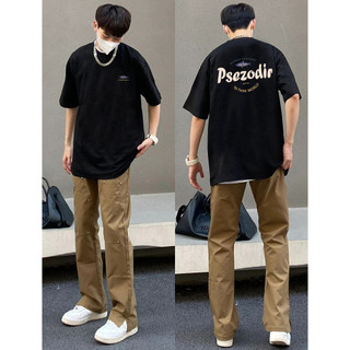 PEAR DODO Áo thun hè thời trang cỡ lớn phong cách Hiphop cổ tròn chất liệu 100% cotton