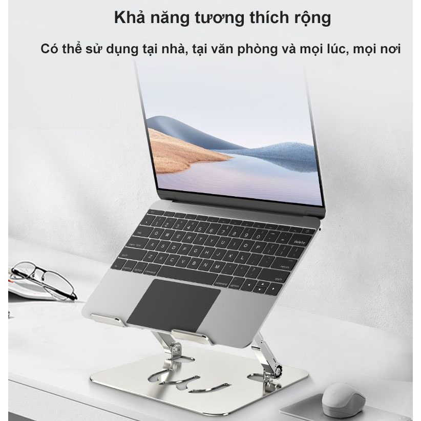 Giá đỡ laptop TAIPULING bằng nhôm có thể gập lại điều chỉnh chiều cao 3-14.5 cm cho điện thoại di động/ máy tính bảng