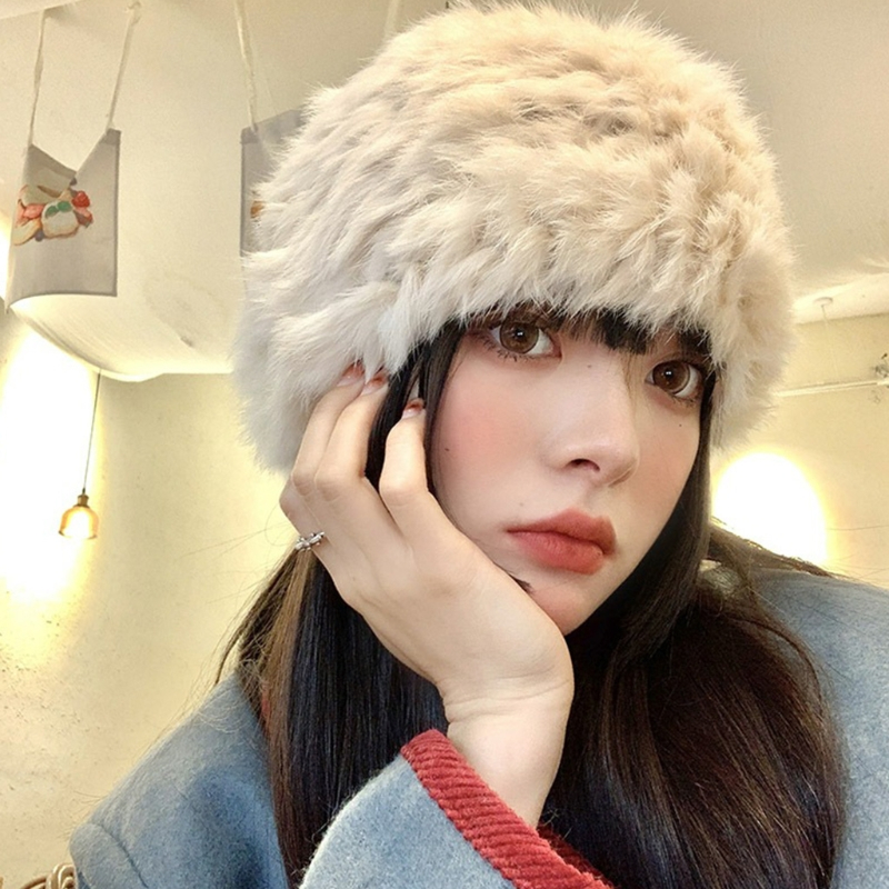 Mũ lông thỏ thời trang thu đông sành điệu cho nữ
