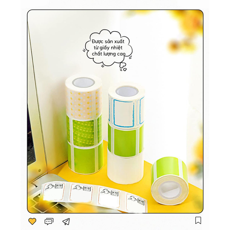 NIIMBOT B21/ B1/ B203 Giấy nhãn màu nguyên chất Mã vạch Giá Kích thước Nhãn tên Chống nước Chống dầu.