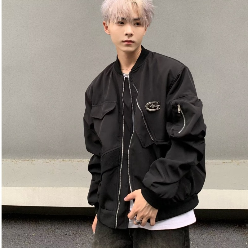 YOUTANG Áo Khoác Dáng Rộng Phong Cách retro Mỹ Thời Trang Xuân Thu Cho Nam Nữ