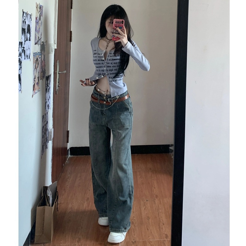 Ethelgirl Thời Trang Áo Thun Nữ Dài Tay In Chữ Phong Cách retro