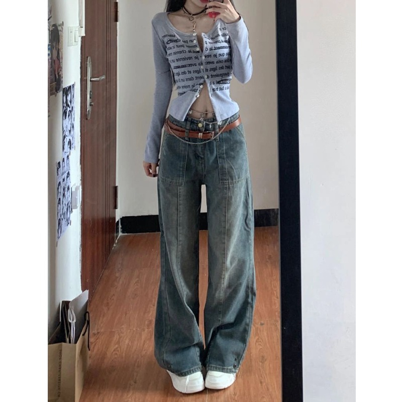 Ethelgirl Thời Trang Áo Thun Nữ Dài Tay In Chữ Phong Cách retro