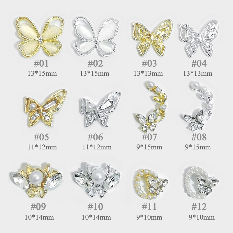 UR Sugar Miếng Dán Trang Trí Móng Tay Hình Bướm Và Ngọc Trai Phong 3D Cách Mới