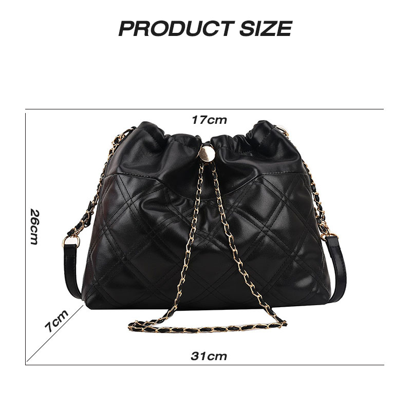 Túi xách SUPERCUTE da PU dây rút màu trơn sức chứa lớn dễ phối đồ thời trang cho học sinh