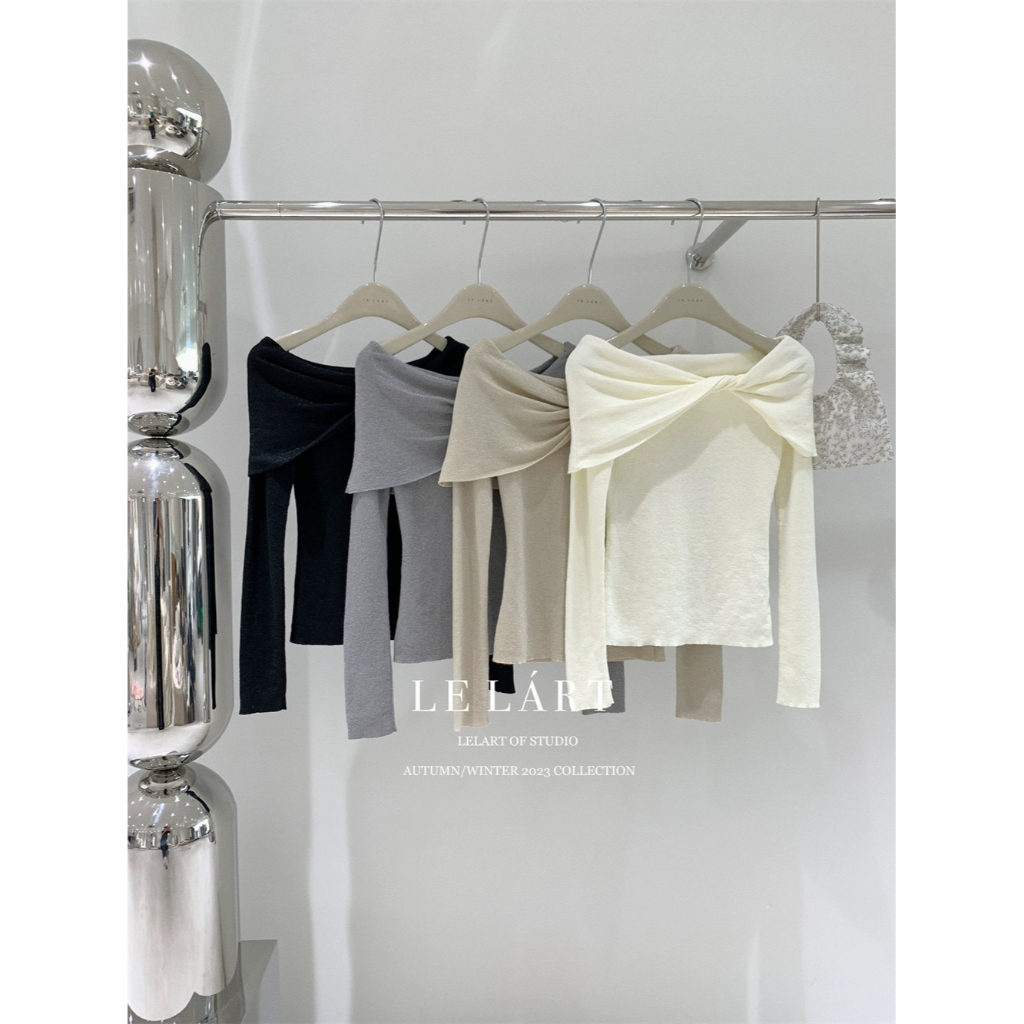 Áo Dệt Kim Trễ Vai Thắt Nút Phong Cách Hàn Quốc Thời Trang Cho Nữ