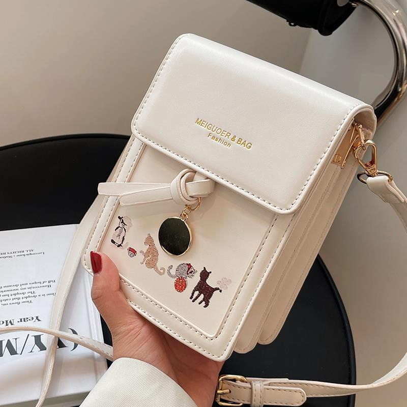 Túi Đeo Vai Hình Vuông Nhỏ In Họa Tiết Hoạt Hình Phong Cách Hàn Quốc Thời Trang Cho Nữ Điện Thoại 2 Ngăn Retro Túi