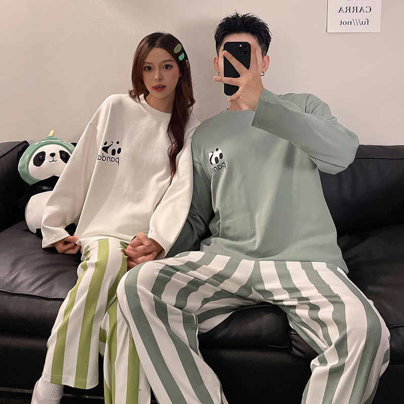 Bộ Đồ Ngủ Cotton Tay Dài Dáng Rộng In Họa Tiết Hoạt Hình Dễ Thương Thoải Mái Cho Nam Và Nữ