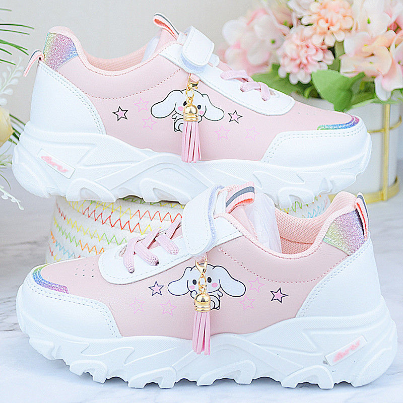 Giày chạy bộ thể thao bề mặt da thời trang mùa thu cho trẻ em gái