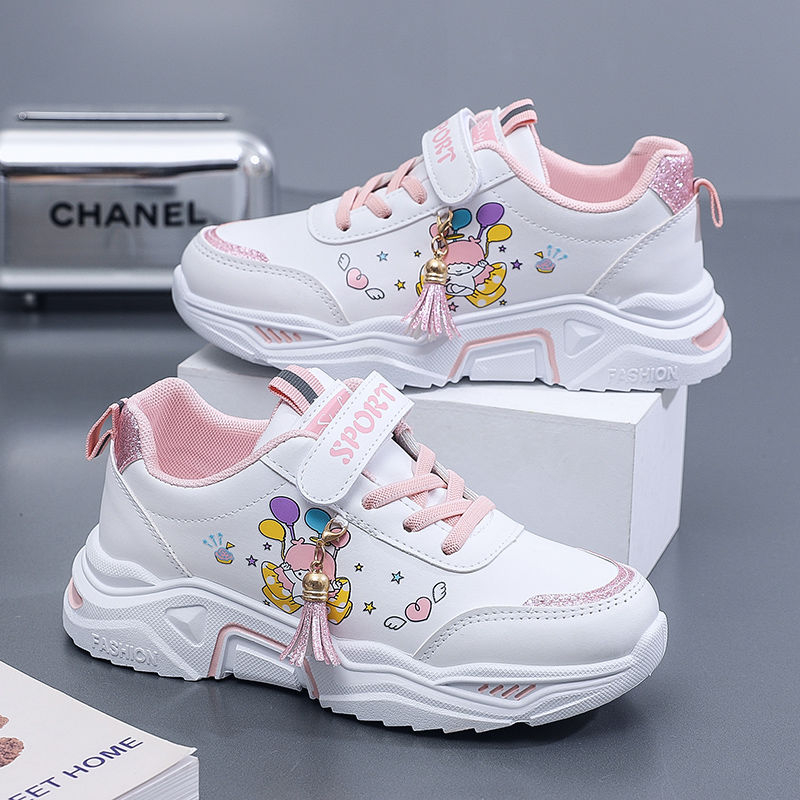 Giày chạy bộ thể thao bề mặt da thời trang mùa thu cho trẻ em gái