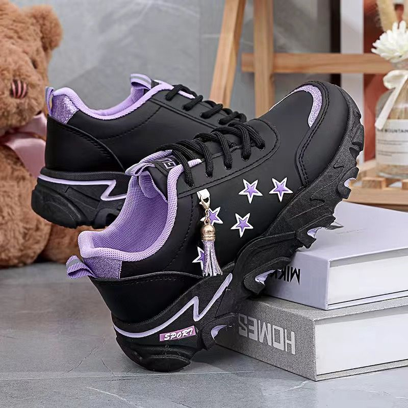 Giày chạy bộ thể thao bề mặt da thời trang mùa thu cho trẻ em gái