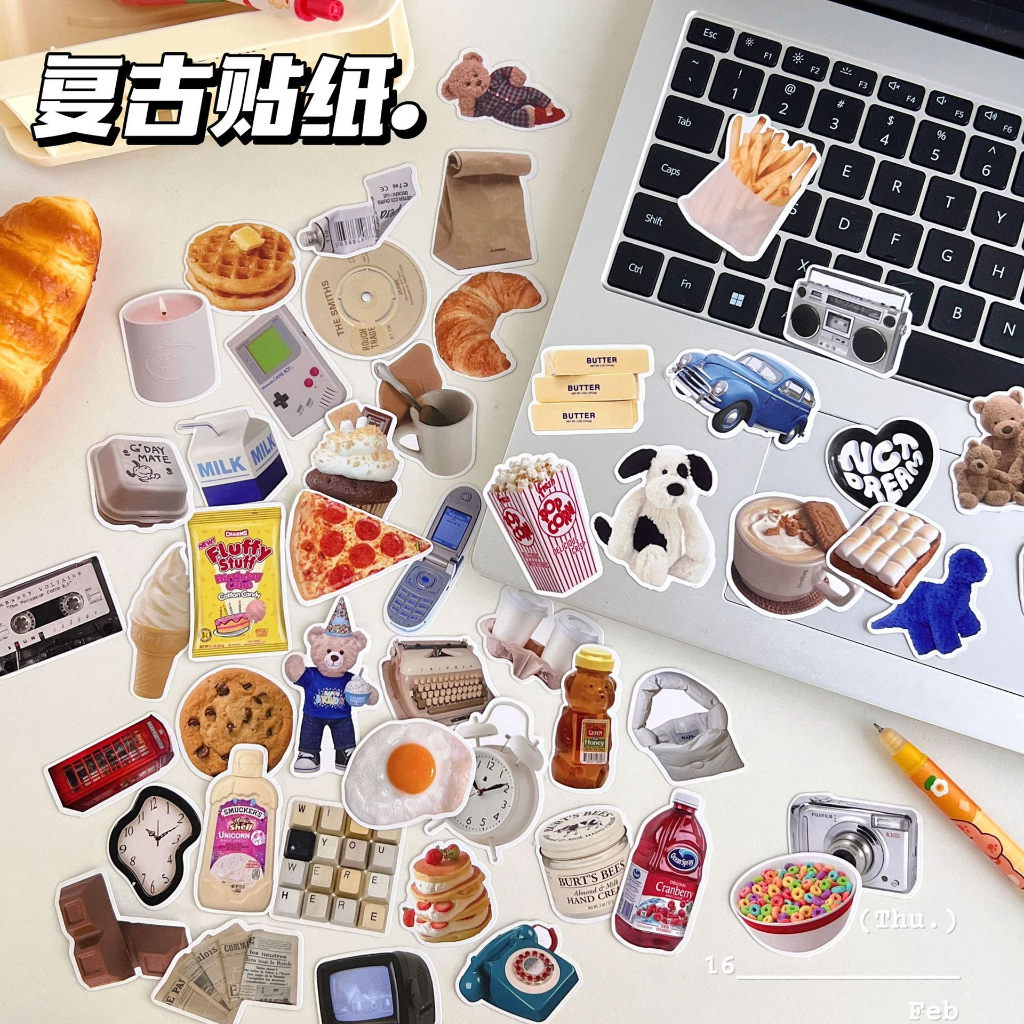 Set 50 Miếng Dán Hoạt Hình Dễ Thương Trang Trí Cốc / laptop diy