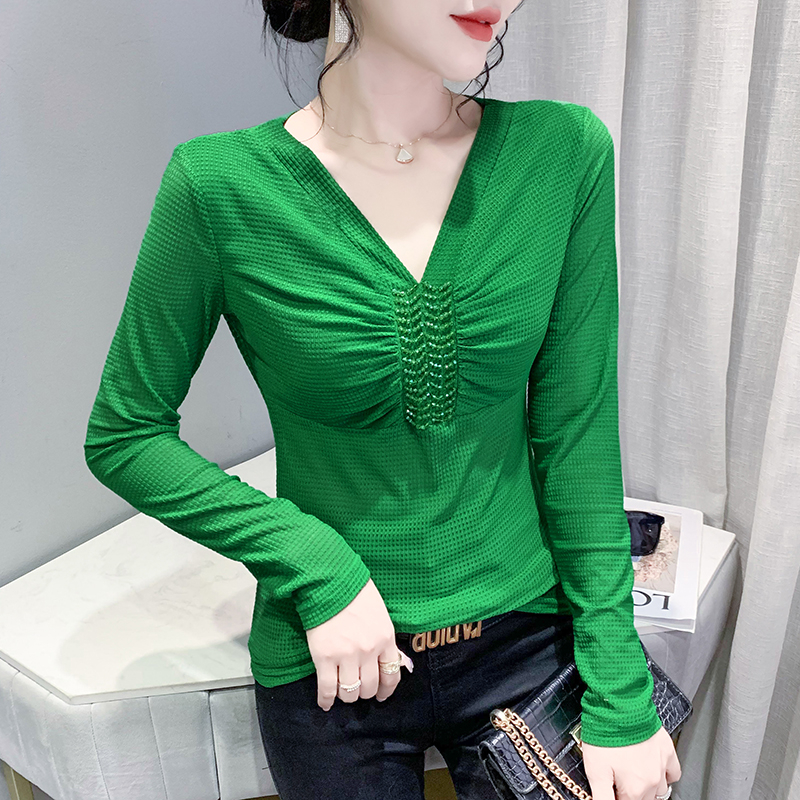 Áo Thun Tay Dài Cổ Chữ v Phối Lưới In Họa Tiết Da Báo Phong Cách Châu Âu Thời Trang Mùa Thu 2023