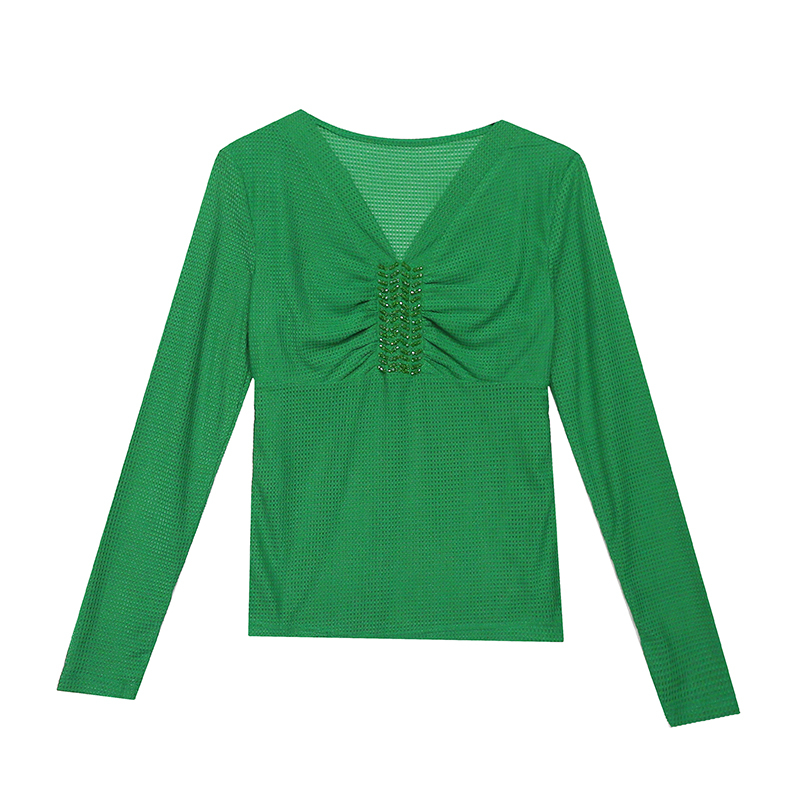 Áo Thun Tay Dài Cổ Chữ v Phối Lưới In Họa Tiết Da Báo Phong Cách Châu Âu Thời Trang Mùa Thu 2023