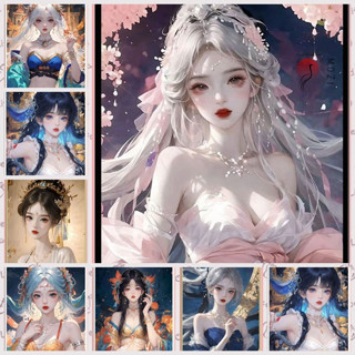 MOZI✨Một cô gái may măn 40*50CM tranh tô màu theo số nhân vật hoạt hình tranh sơn dầu số  sơn acrylic  sơn theo sốBộ Dụng Cụ Tô Màu Tranh Sơn Dầu Theo Số Tự Làm Kiểu Cổ Điển Dùng Làm Quà Tặng