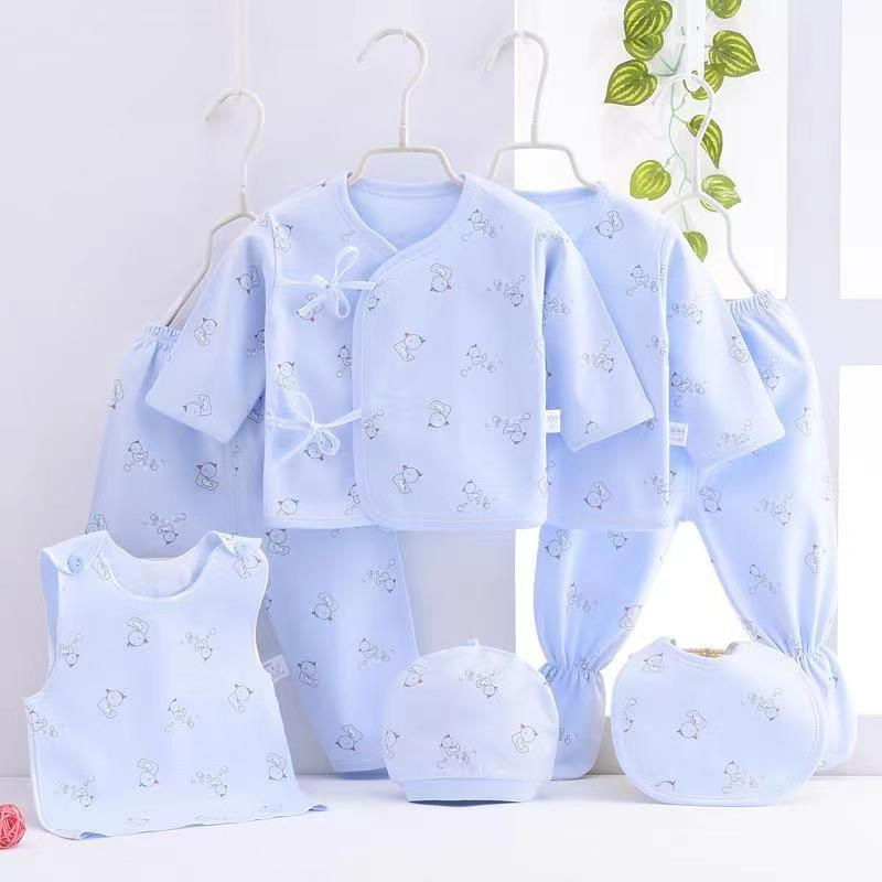 Bộ 7 Món Quần Áo Chất Liệu cotton Cho Bé Sơ Sinh 0-6 Tháng