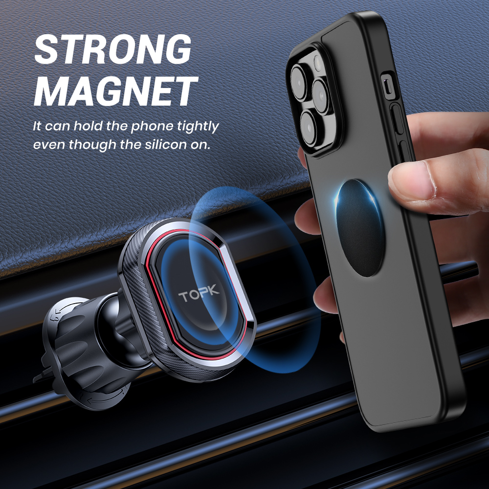 Topk Set 4 Giá Đỡ Điện Thoại Hít Nam Châm Bằng Kim Loại Dài 3m Tiện Dụng Cho Xe Hơi