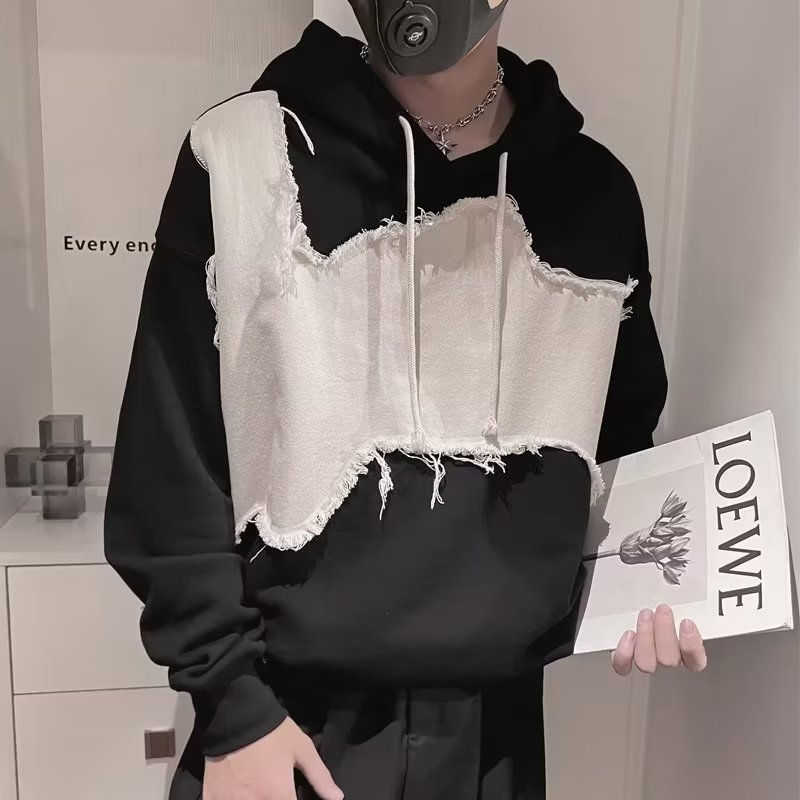 Áo Hoodie Phối Màu Sắc Tương Phản Phong Cách Đường Phố Âu Mỹ Thời Trang Xuân Thu Cho Nam Và Nữ m-2xl
