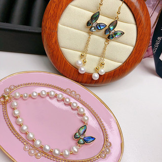 Bán sỉ bộ trang sức vòng tay bướm vỏ sò ngọc trai tự nhiên tinh tế