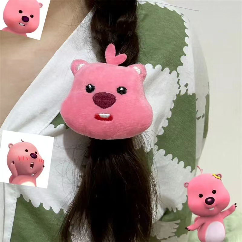 Kẹp Tóc Búp Bê Vải Nhung Màu Hồng Dễ Thương Thời Trang Thu Đông Cho Nữ