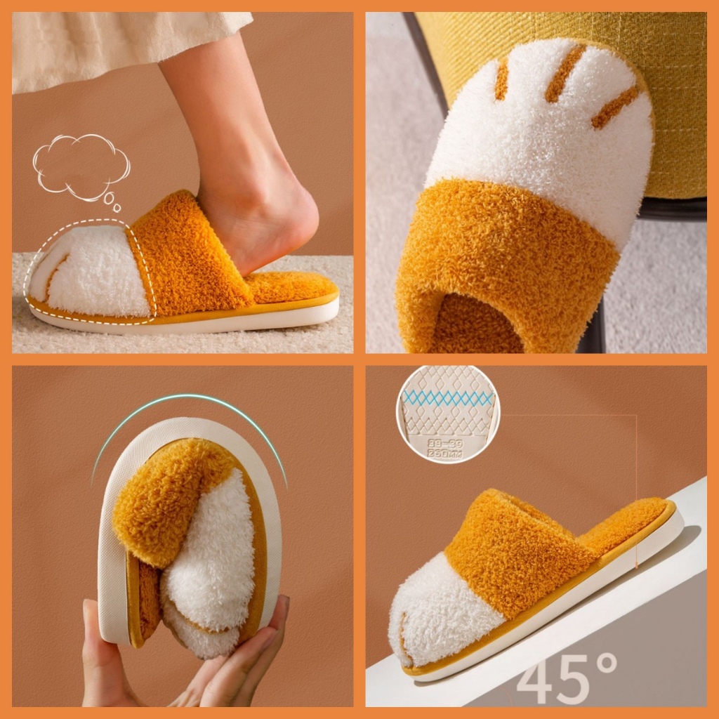 Dễ Thương Dép Bông Đi Trong Nhà Hình Chân Mèo Hoạt Hình Đáng Yêu