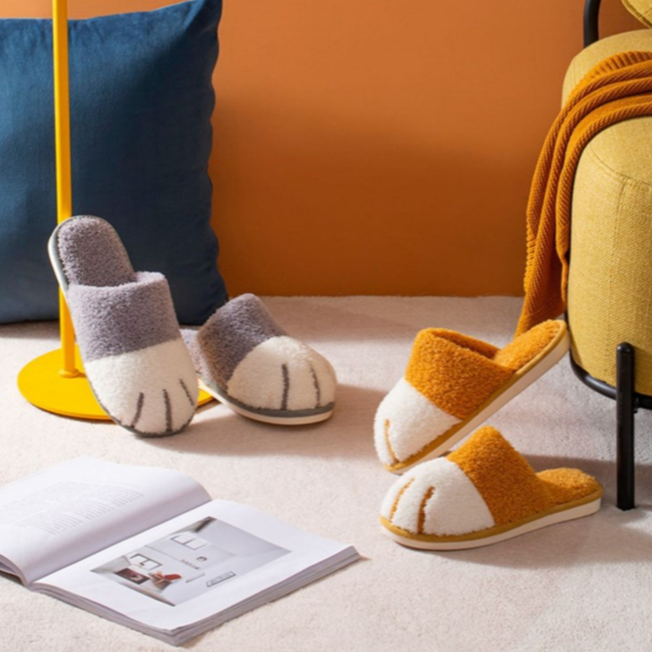 Dễ Thương Dép Bông Đi Trong Nhà Hình Chân Mèo Hoạt Hình Đáng Yêu