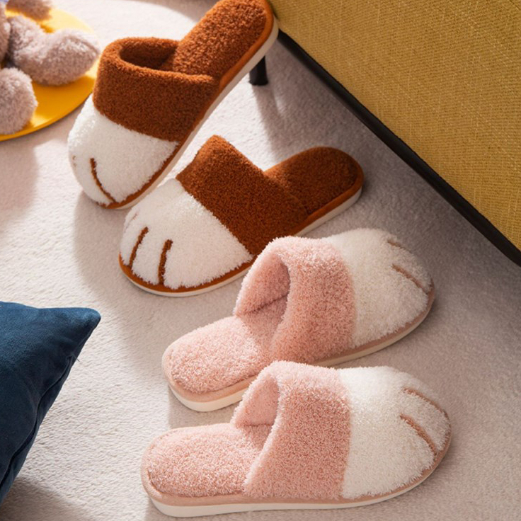 Dễ Thương Dép Bông Đi Trong Nhà Hình Chân Mèo Hoạt Hình Đáng Yêu