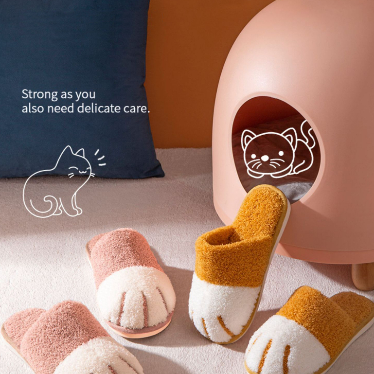 Dễ Thương Dép Bông Đi Trong Nhà Hình Chân Mèo Hoạt Hình Đáng Yêu