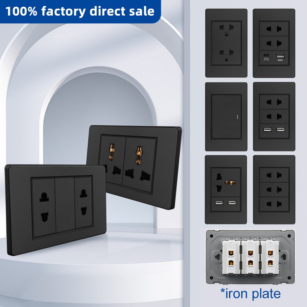 Viswe ổ điện ổ cắm điện công tắc usb type c  2 Chấu 3 Chấu Cổng usb type c tv / rj45 / jack 1 / 2 / 3gang 1 / 2 Chiều 118 * 72mm