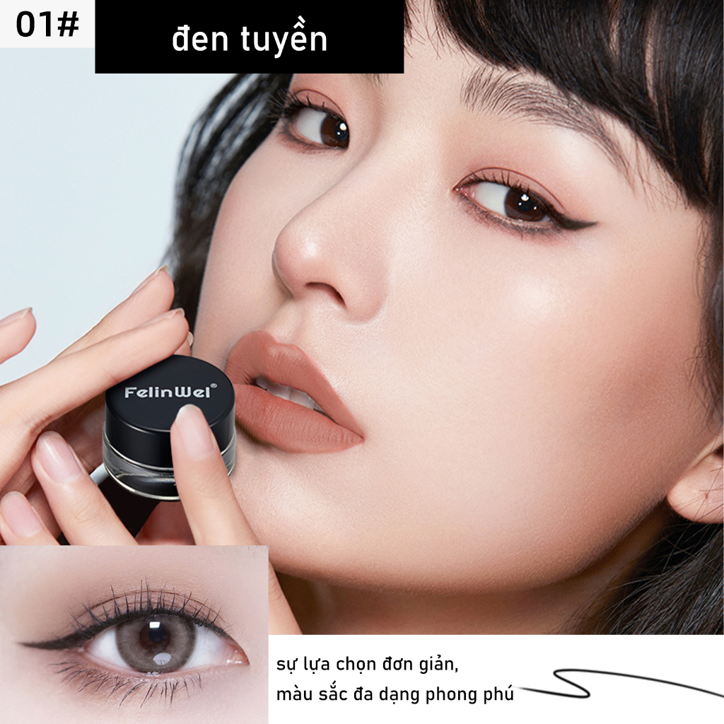 Bộ gel kẻ mắt và chân mày FELINWEL 2 màu với 2 cọ trang điểm