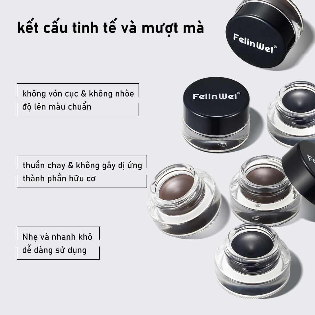 Bộ gel kẻ mắt và chân mày FELINWEL 2 màu với 2 cọ trang điểm