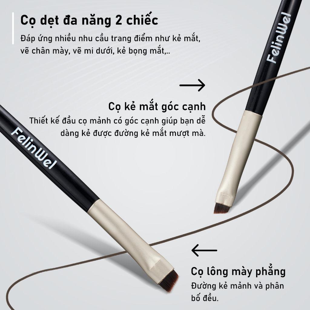 Bộ gel kẻ mắt và chân mày FELINWEL 2 màu với 2 cọ trang điểm