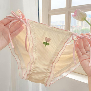 Quần Lót Ren Lưng Thấp Cột Dây Và Nơ Cho Nữ 40-70kg