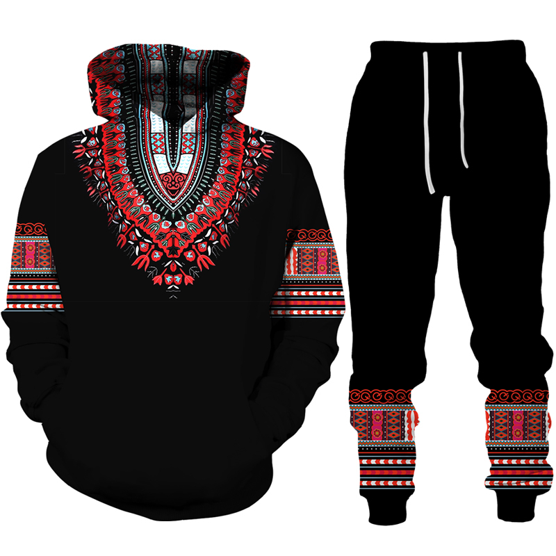 Thời Trang set Đồ Thể Thao 2 Món Gồm Áo hoodie In Họa Tiết Thổ Cẩm 3d + Quần Dài Phong Cách harajuku Đường Phố Cho Nam Và Nữ