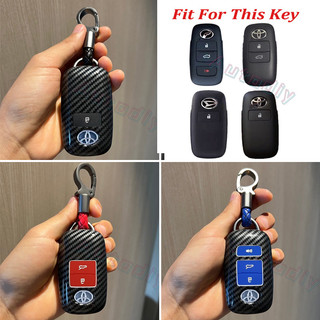 Vỏ bảo vệ chìa khóa điều khiển từ xa bằng sợi carbon cho xe hơi toyota veloz raize avanza 2022 1 / 2 / 3 / 4 nút toyota veloz raize avanza 2022 hộp đựng chìa khóa