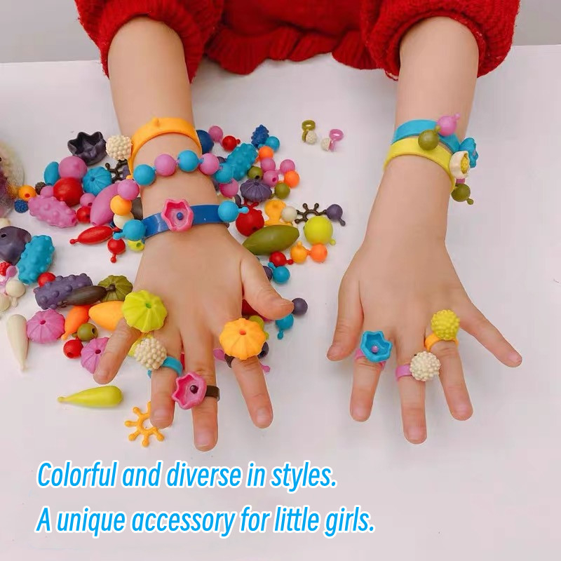 Đồ Chơi Hạt Xỏ Dây Vòng Tay Nhẫn Vòng Cổ Không Dây Công Chúa Ghép Nối Trang Sức Cho Bé Gái