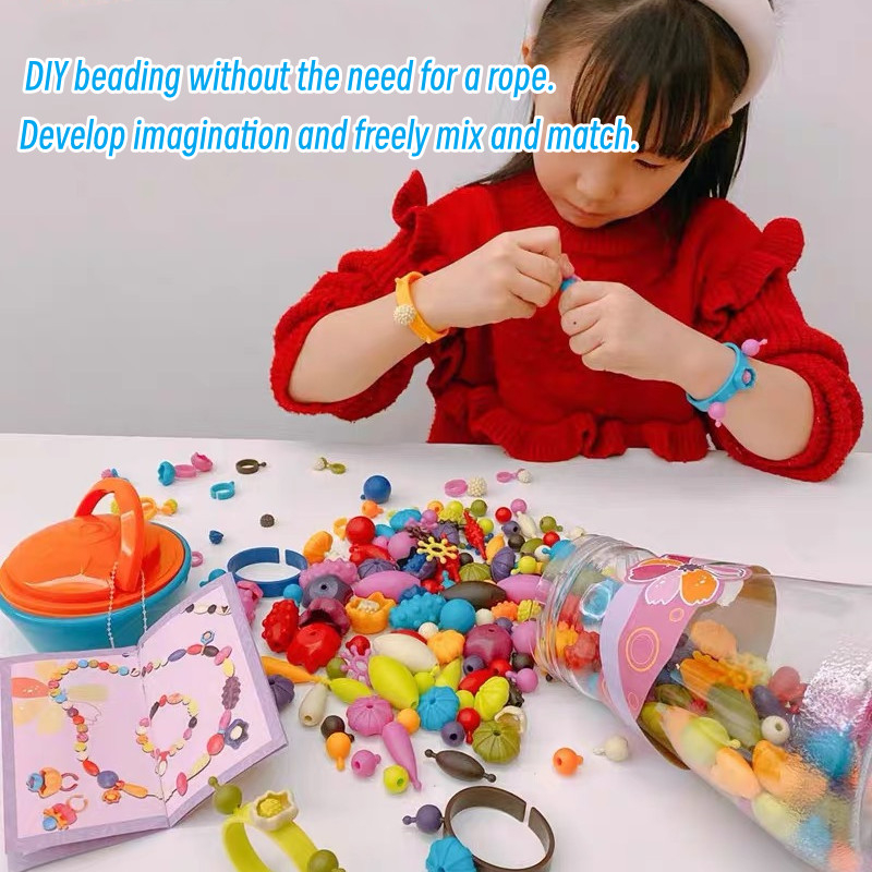 Đồ Chơi Hạt Xỏ Dây Vòng Tay Nhẫn Vòng Cổ Không Dây Công Chúa Ghép Nối Trang Sức Cho Bé Gái